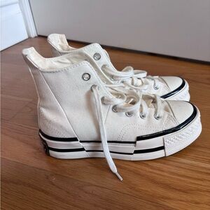 Converse White High-Top Canvas Sneakers with Black Trim
